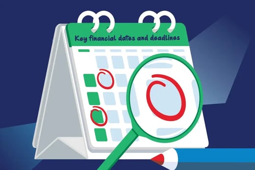 Calendar graphic highlighting important financial dates