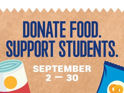 Kickoff to Kindness Food Drive – donate nonperishable food or through Amazon Wish List.